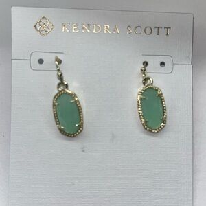 Kendra Scott Green and Gold Teardrop Earrings